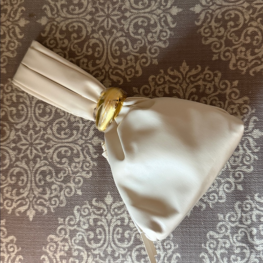 BILLINI LUCIA HANDLE BAG Knot Clutch Purse Vegan Leather Cream Handbag; NWOT - Picture 5 of 15